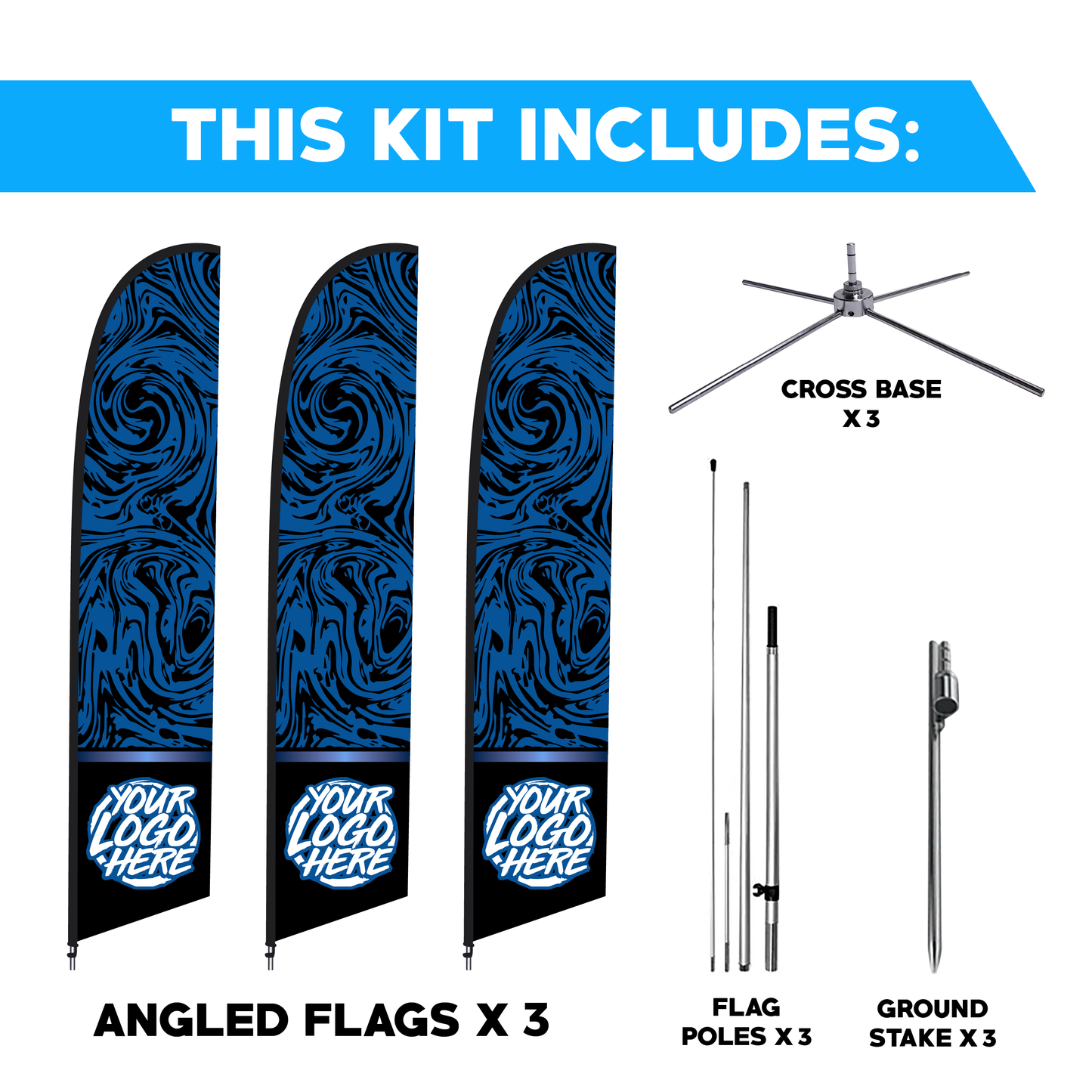 Angled Flag - 3 Pack Bundle