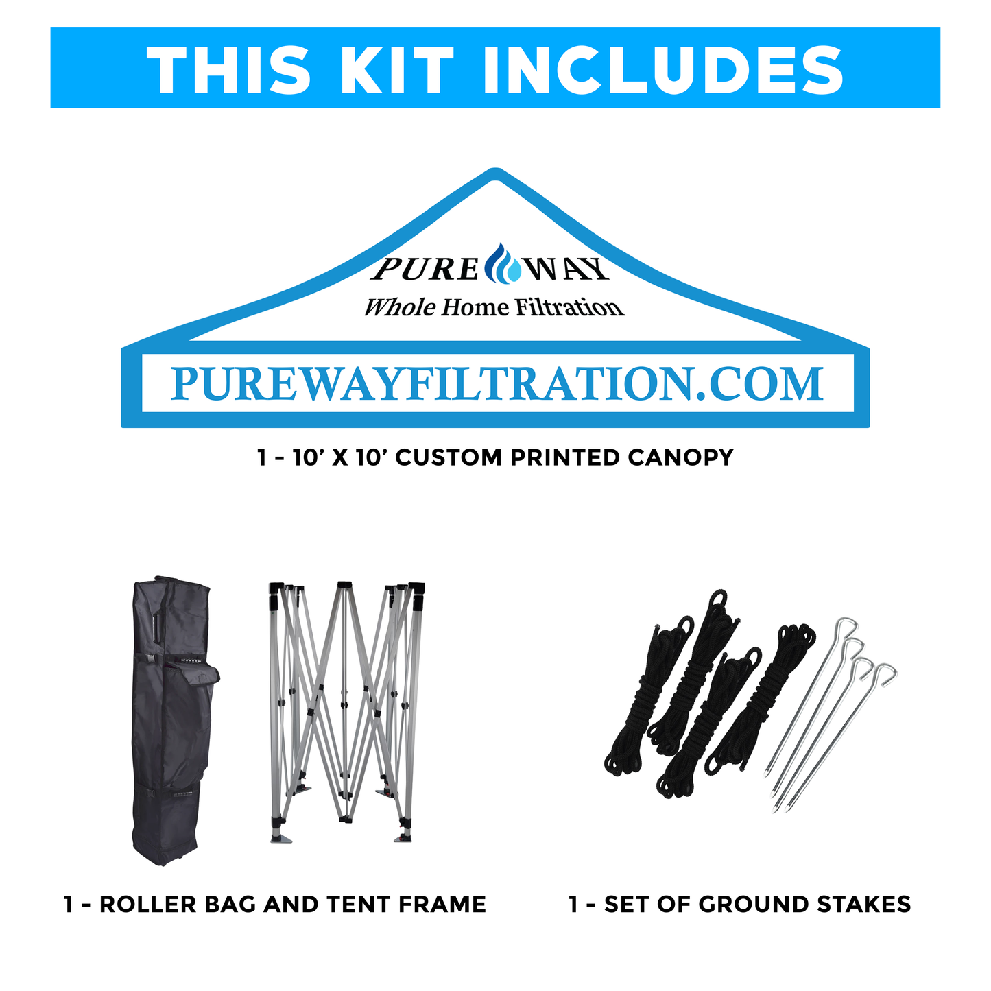 Pureway 10' x 10' White Custom Canopy