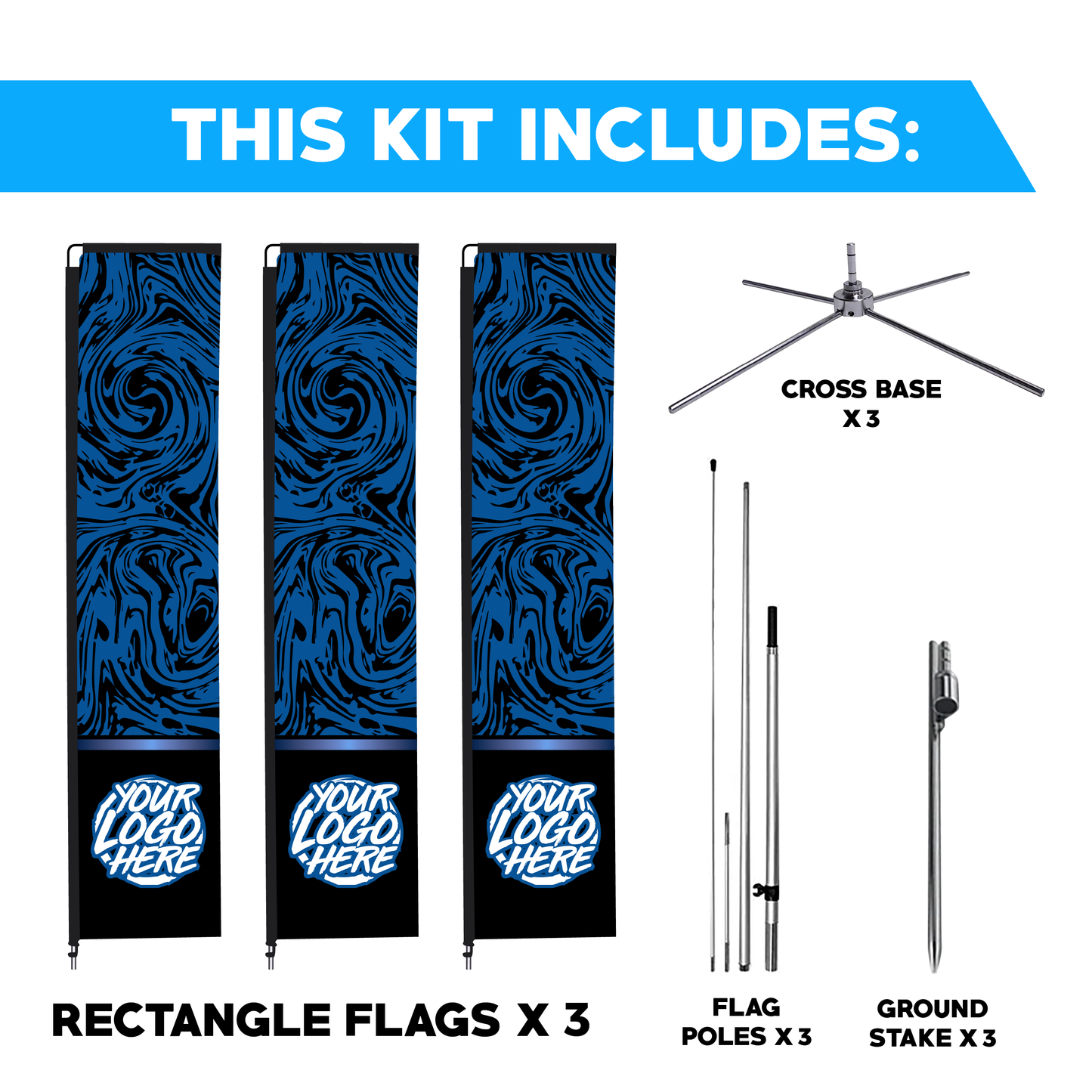 Rectangle Flag - 3 Pack Bundle