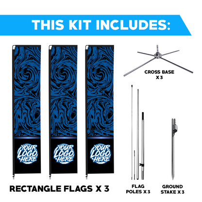 Rectangle Flag - 3 Pack Bundle