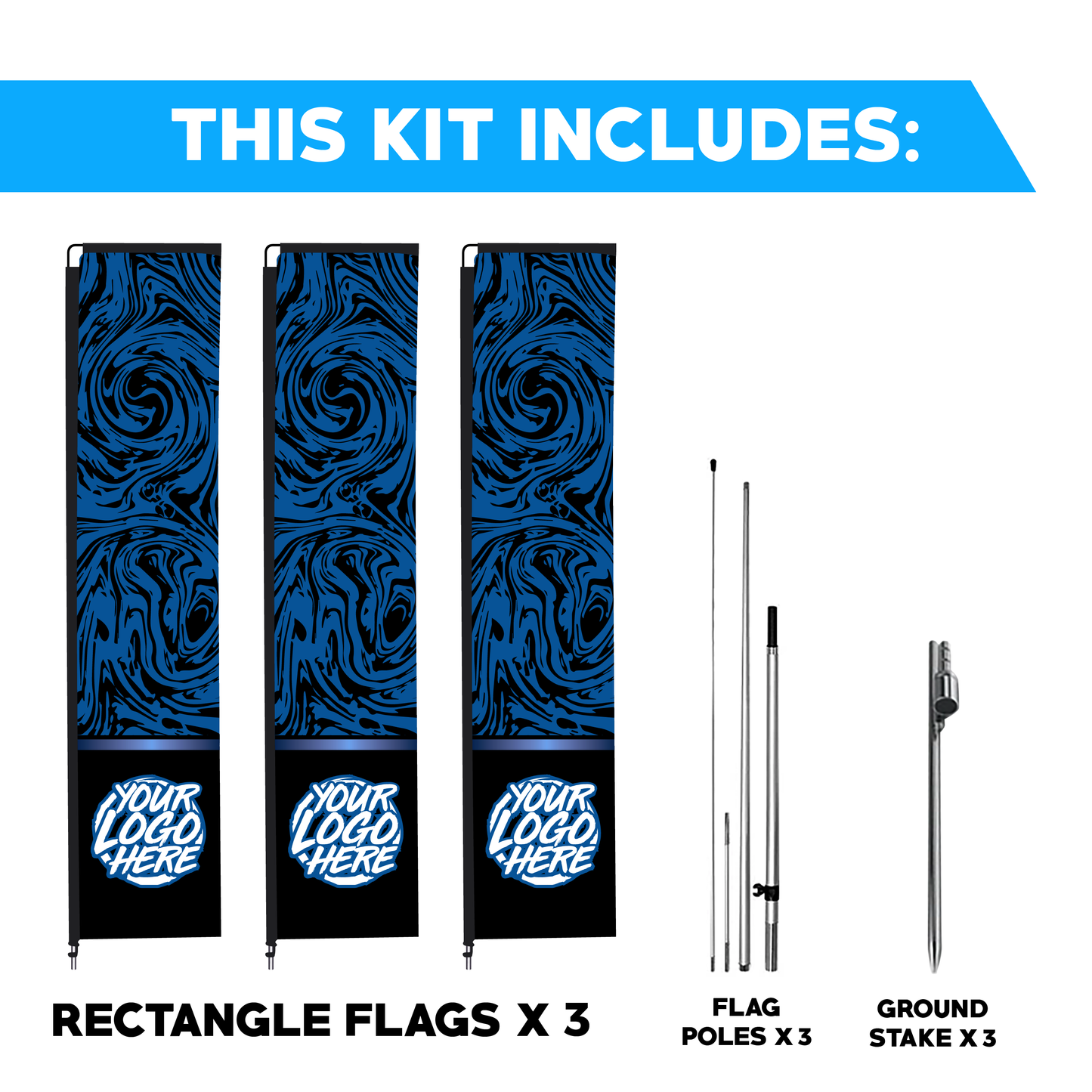 Rectangle Flag - 3 Pack Bundle