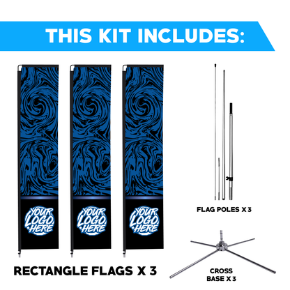 Rectangle Flag - 3 Pack Bundle